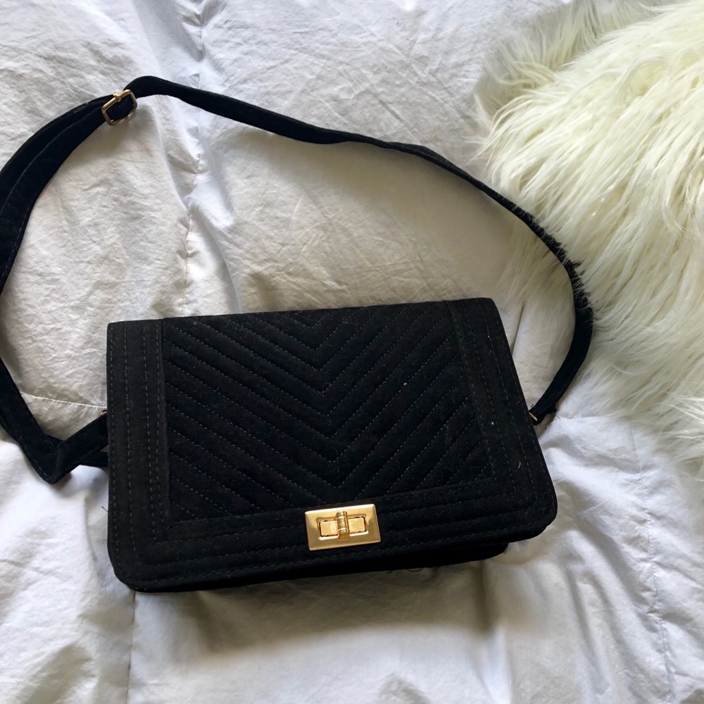 Black suede crossbody